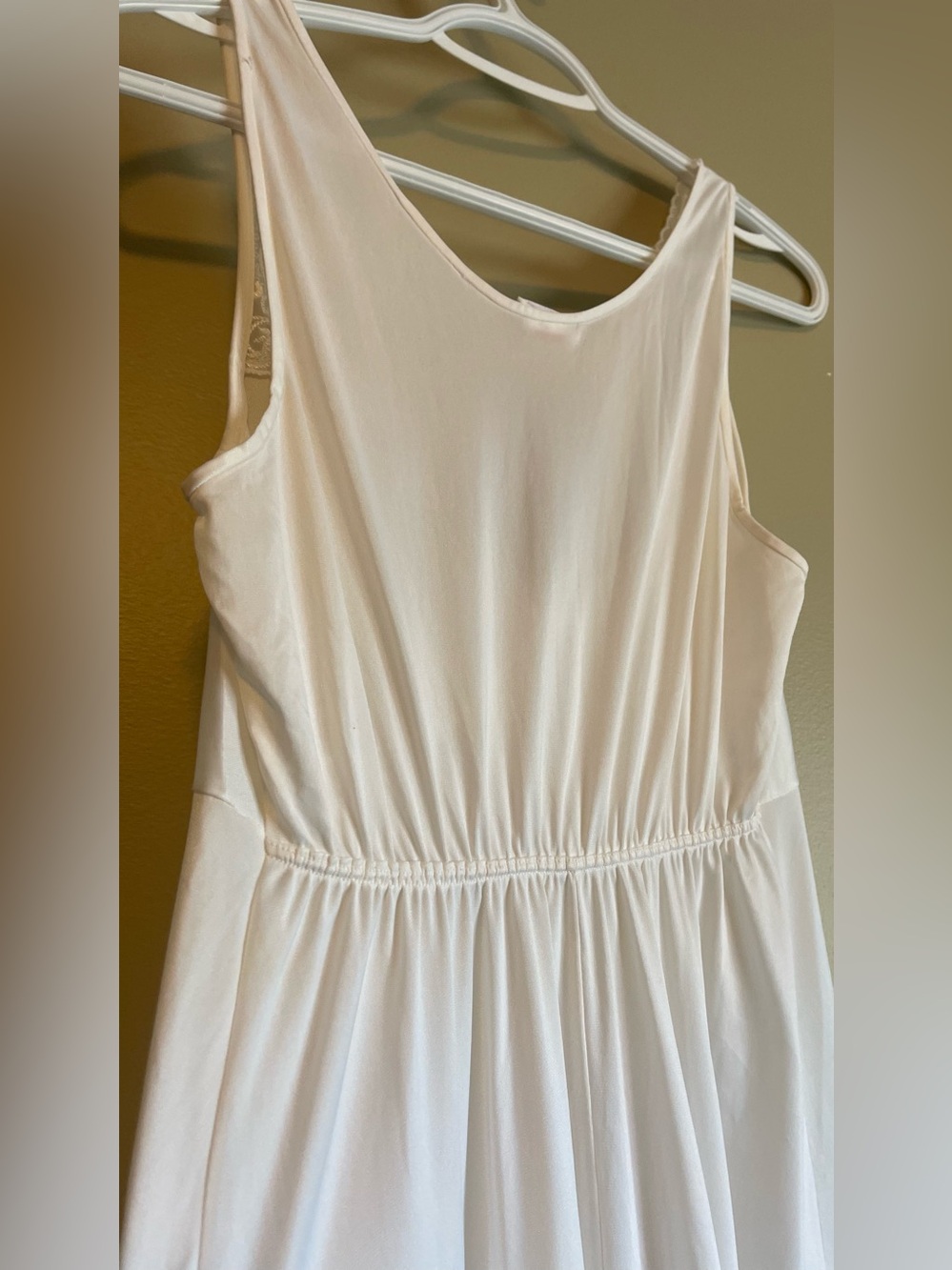 Vintage 1970’s Union Tag LovLee Embroidered Mesh Feature Nylon Maxi Slip Dress - Picture 9 of 11